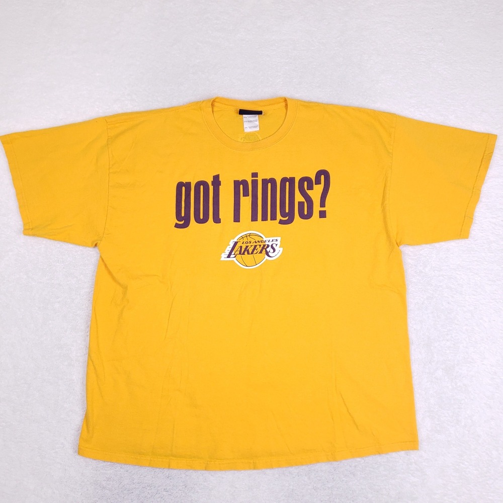 NBA Los Angeles Lakers Graphic T-Shirt Mens 2XL Yellow Got Rings 16x Champs